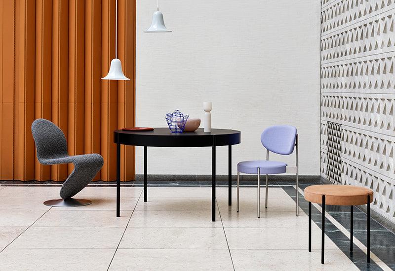  The Series 430 table by Verner Panton for Verpan pictured with other products of the range, and the 1-2-3 system seat.