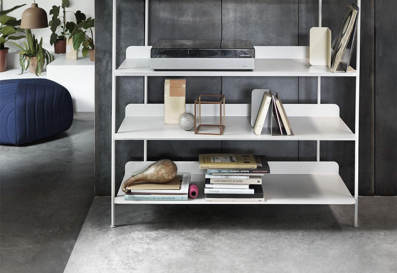 The Compile shelving system by Cecilie Manz for Muuto in white.