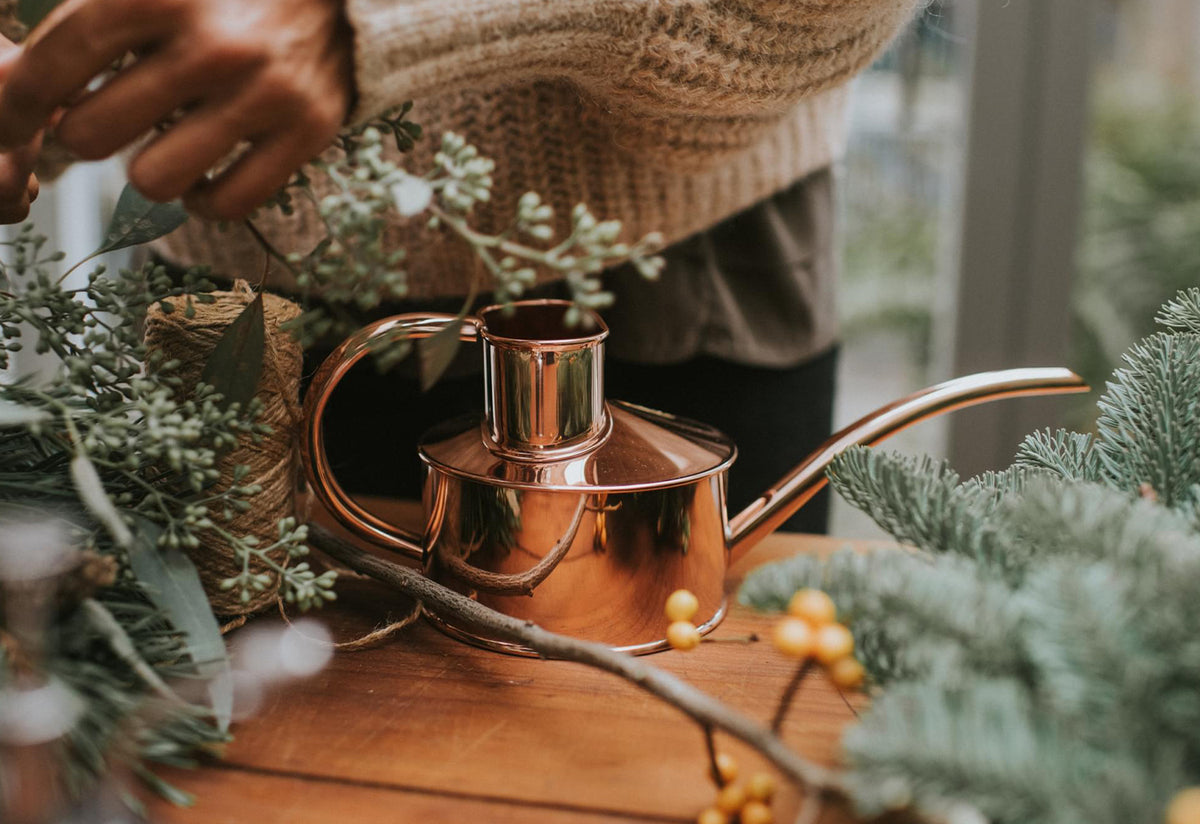 Fazeley Flow copper watering can, Haws