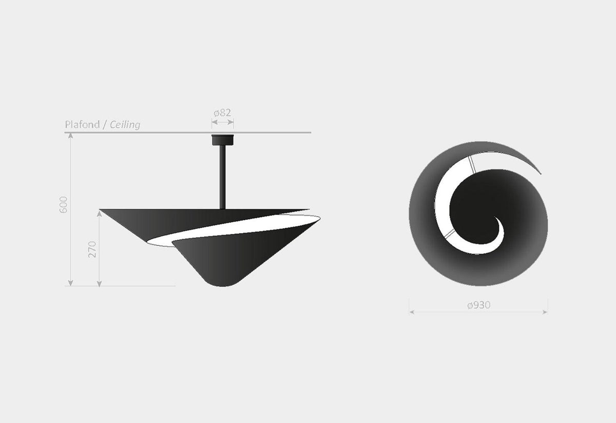 Plafonnier Escargot, Serge mouille, Serge mouille editions