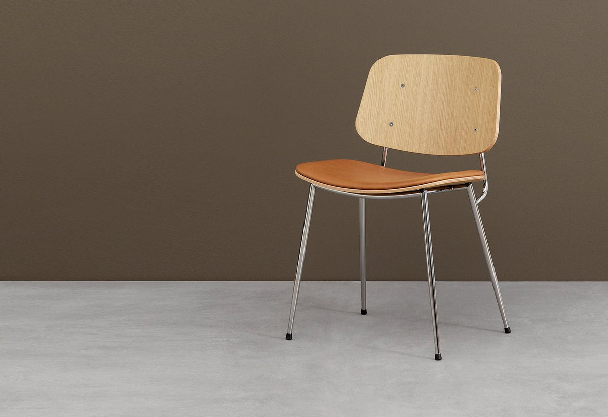 Søborg Steel Base Chair | Upholstered Seat, Børge mogensen, Fredericia
