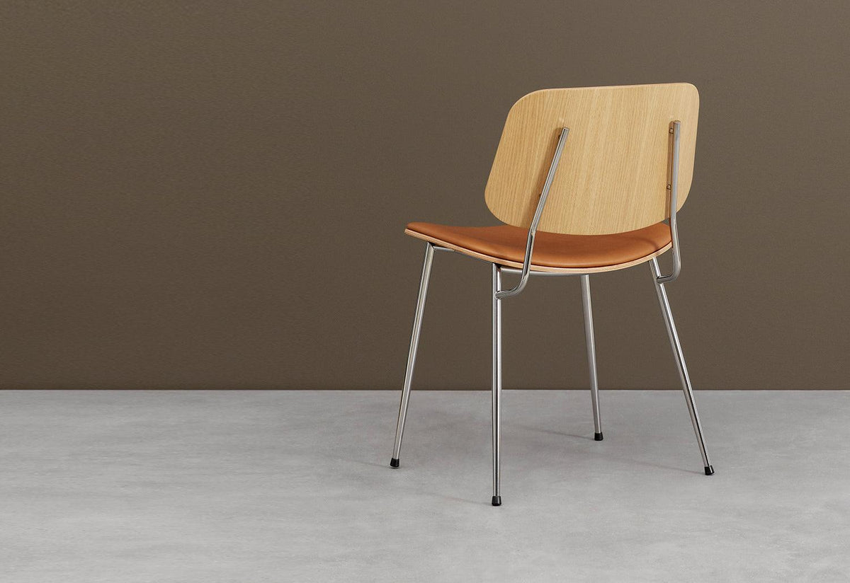 Søborg Steel Base Chair, Upholstered Seat, Børge mogensen, Fredericia