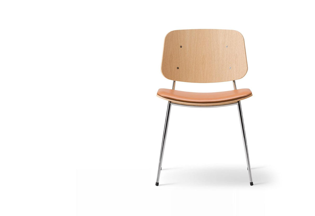 Søborg Steel Base Chair | Upholstered Seat, Børge mogensen, Fredericia
