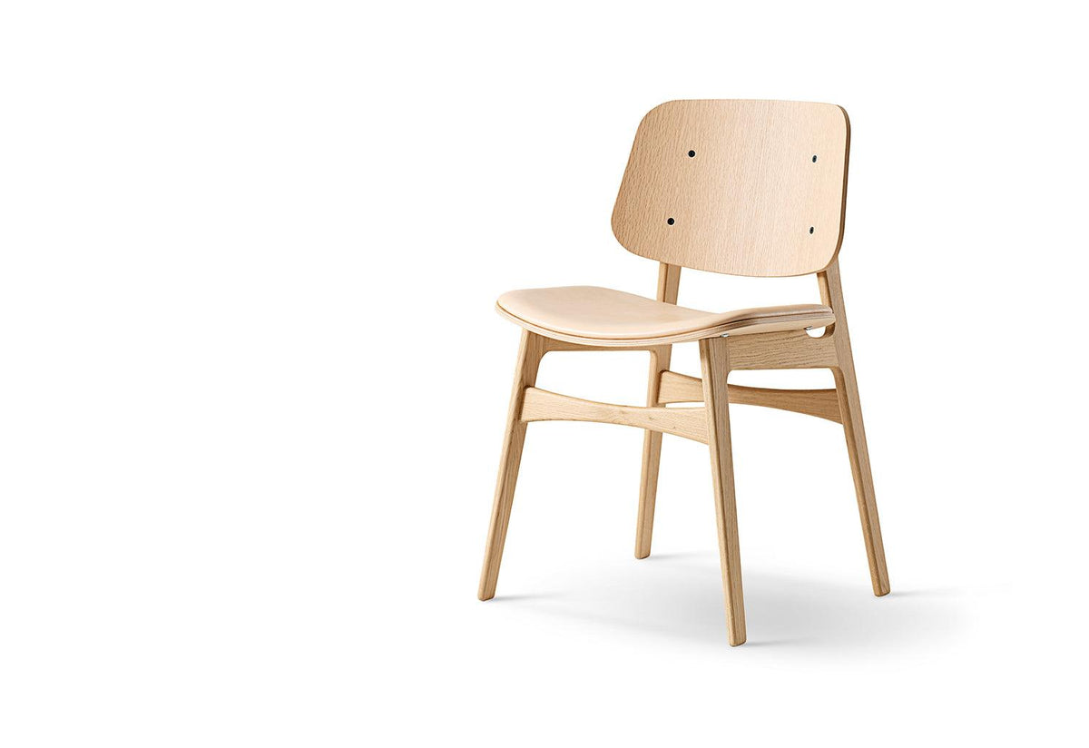 Søborg Wood Base Chair, Upholstered Seat, Børge mogensen, Fredericia