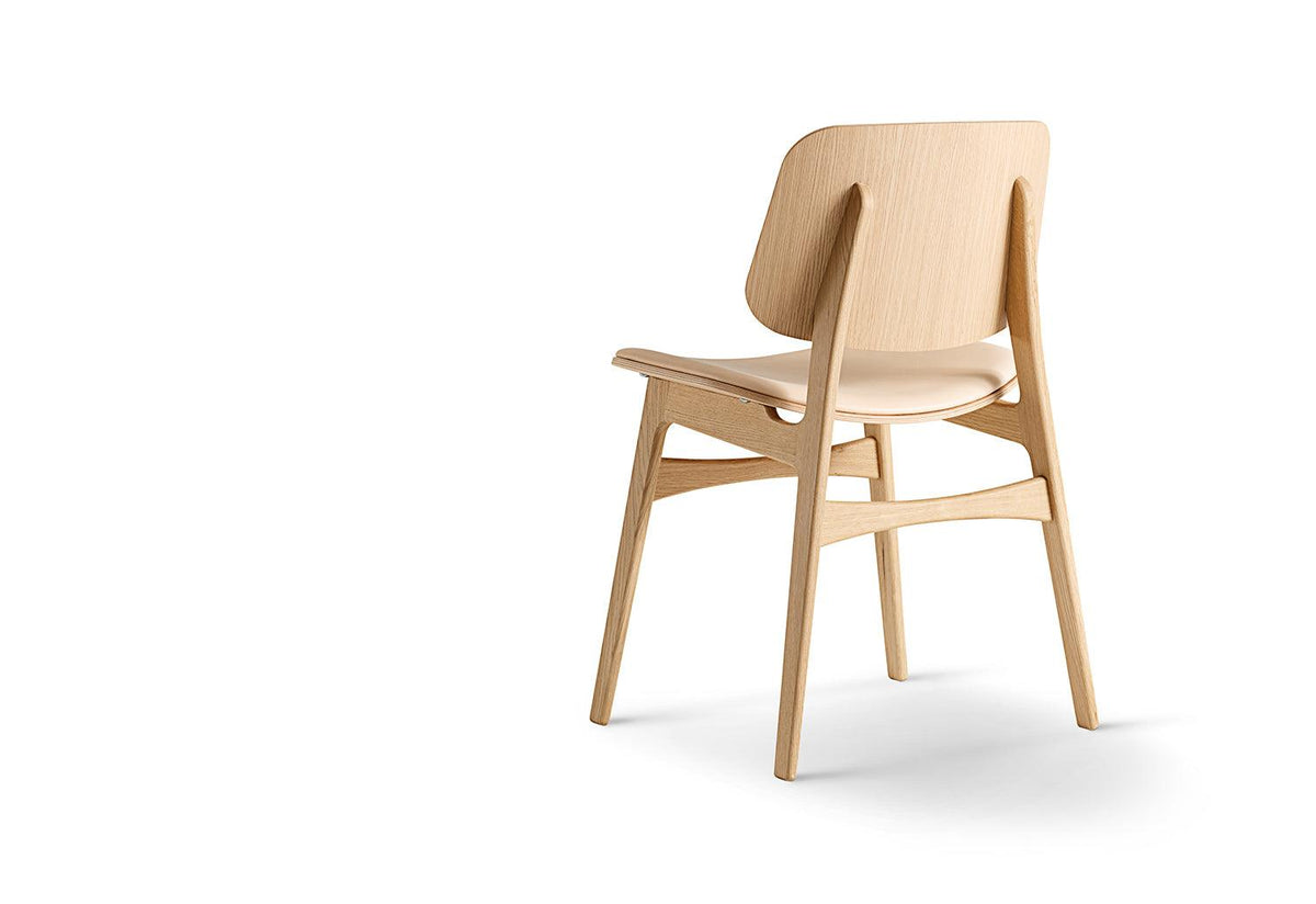 Søborg Wood Base Chair, Upholstered Seat, Børge mogensen, Fredericia