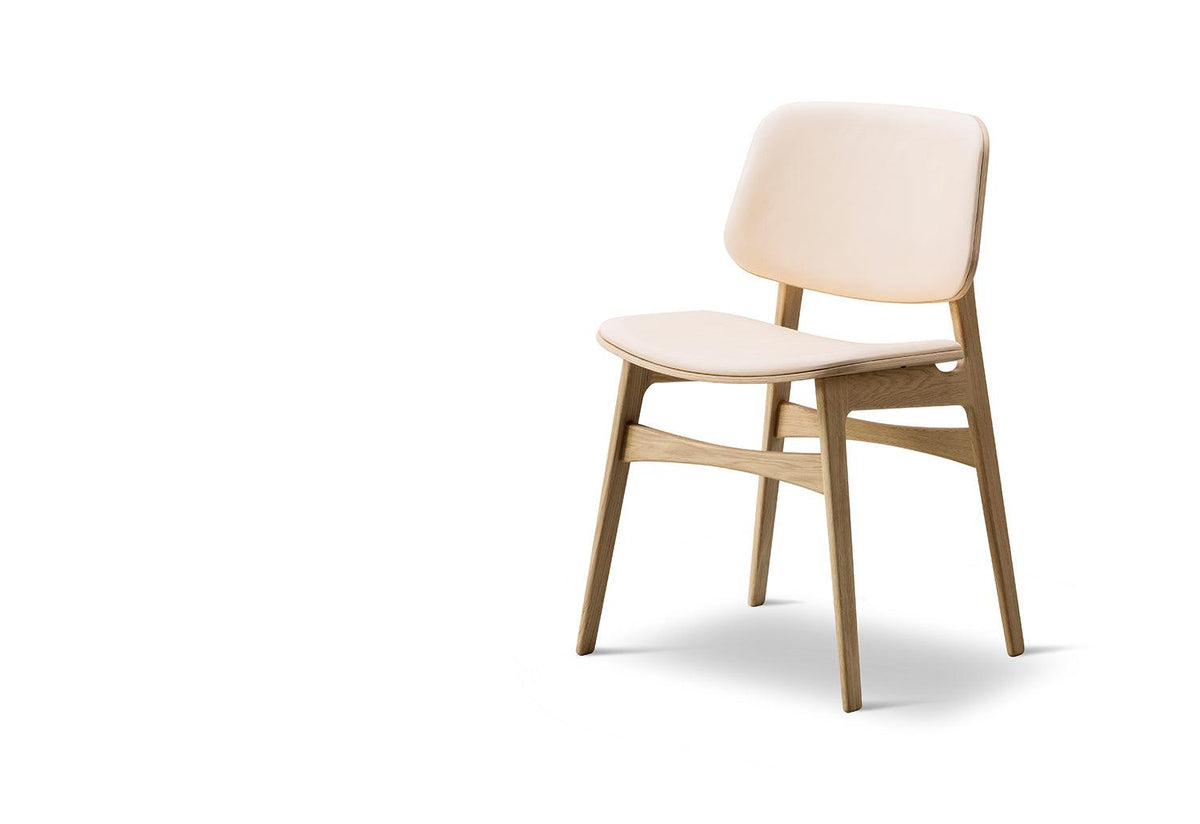 Søborg Wood Base Chair, Seat and Back Upholstered, Børge mogensen, Fredericia
