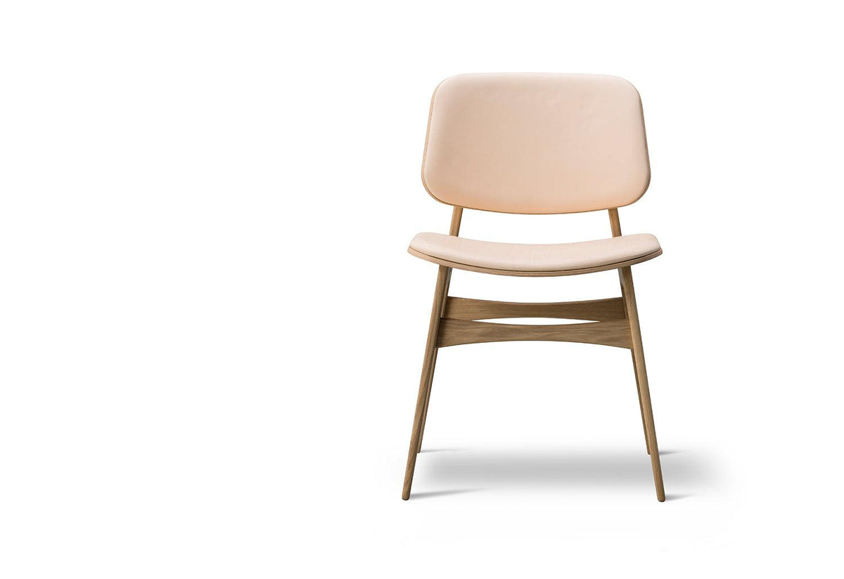 Søborg Wood Base Chair, Seat and Back Upholstered, Børge mogensen, Fredericia