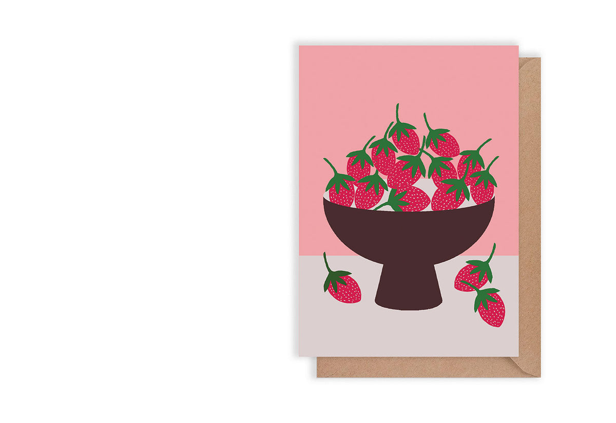 Strawberry Fruit Bowl Card, Kiran ravilious