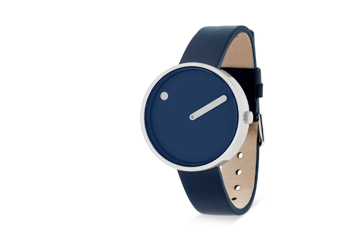 Midnight Blue Picto Watch, Leather Strap, Picto