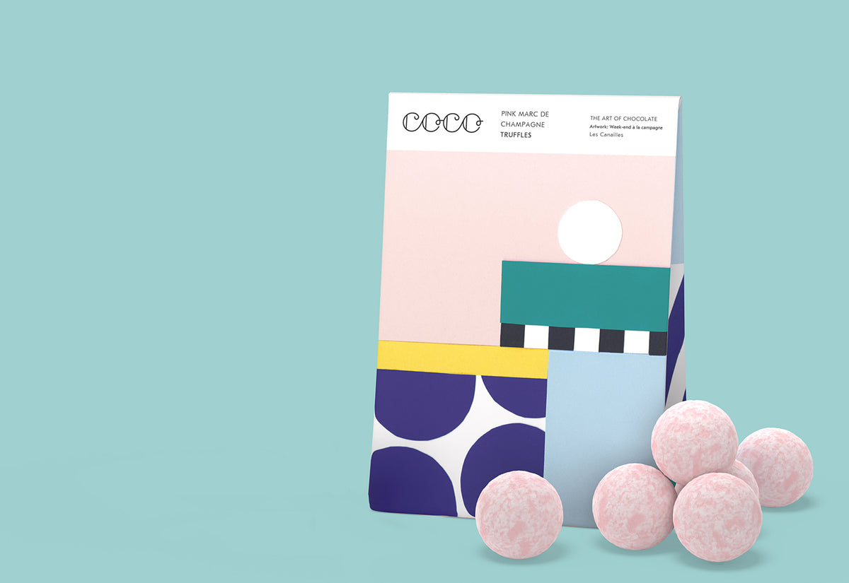 Pink Marc de Champagne Truffles, Coco chocolatier