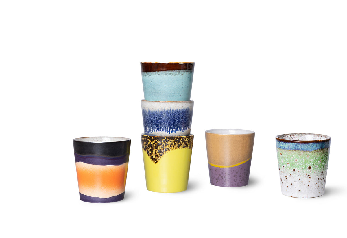 70s Coffee mug, set of 6, Pluto, Hkliving