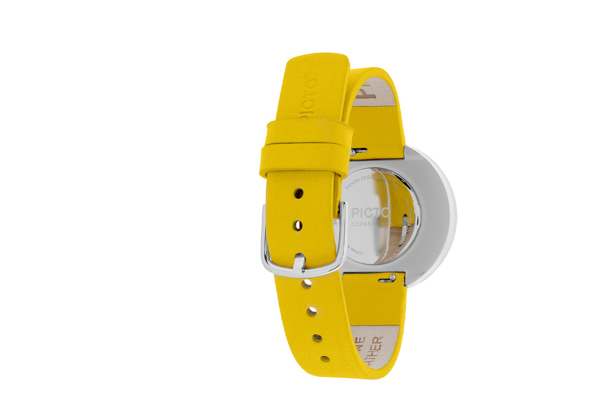 Picto Watch, Yellow Leather Strap, Picto
