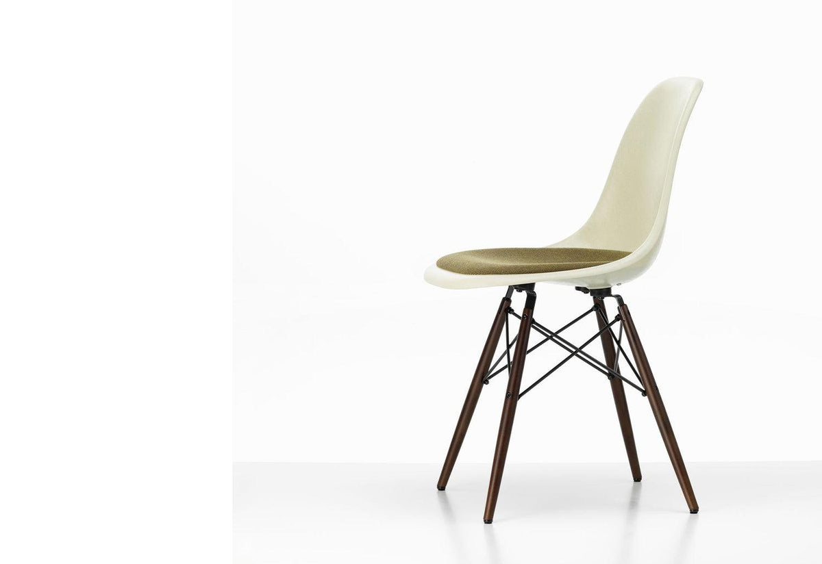 Eames fiberglass DSW with seat upholstery, 1950, Charles and ray eames, Vitra