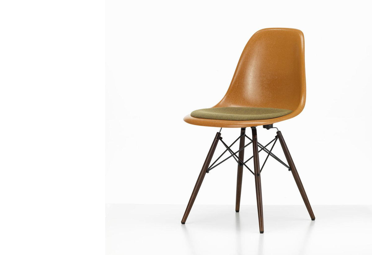 Eames fiberglass DSW with seat upholstery, 1950, Charles and ray eames, Vitra